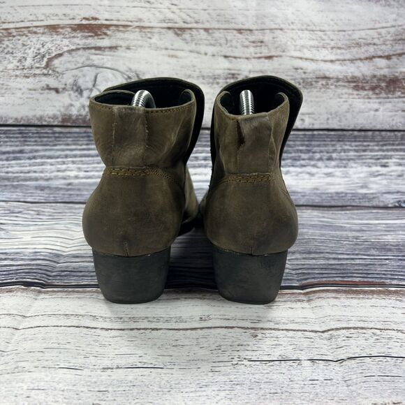 Born Rascal Brown Leather Square Toe Western Ankle Booties, Women’s size 10 - Picture 4 of 10